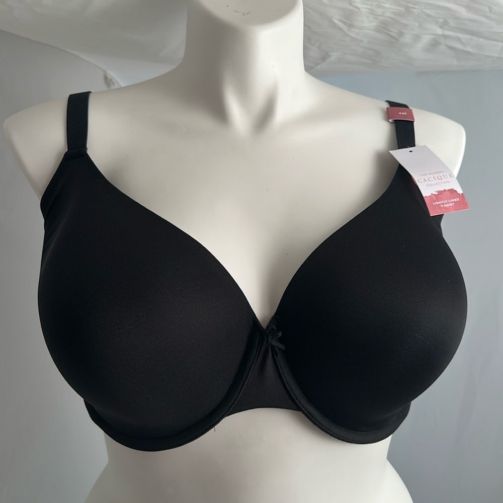 Cacique Lightly Lined t-shirt black underwire bra 42F